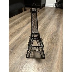 XL Black Metal EIFFEL TOWER Paris JEWELRY HOLDER Display NECKLACE Rings 16”